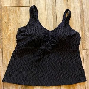 Lands’ End Black Textured Underwire Tankini, 18W
